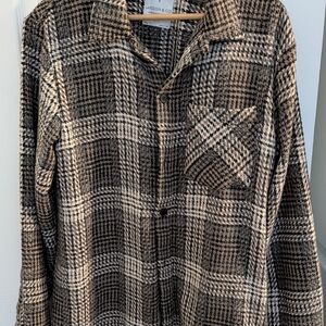 Men's Checkered Shirt Jacket - Black and Cream